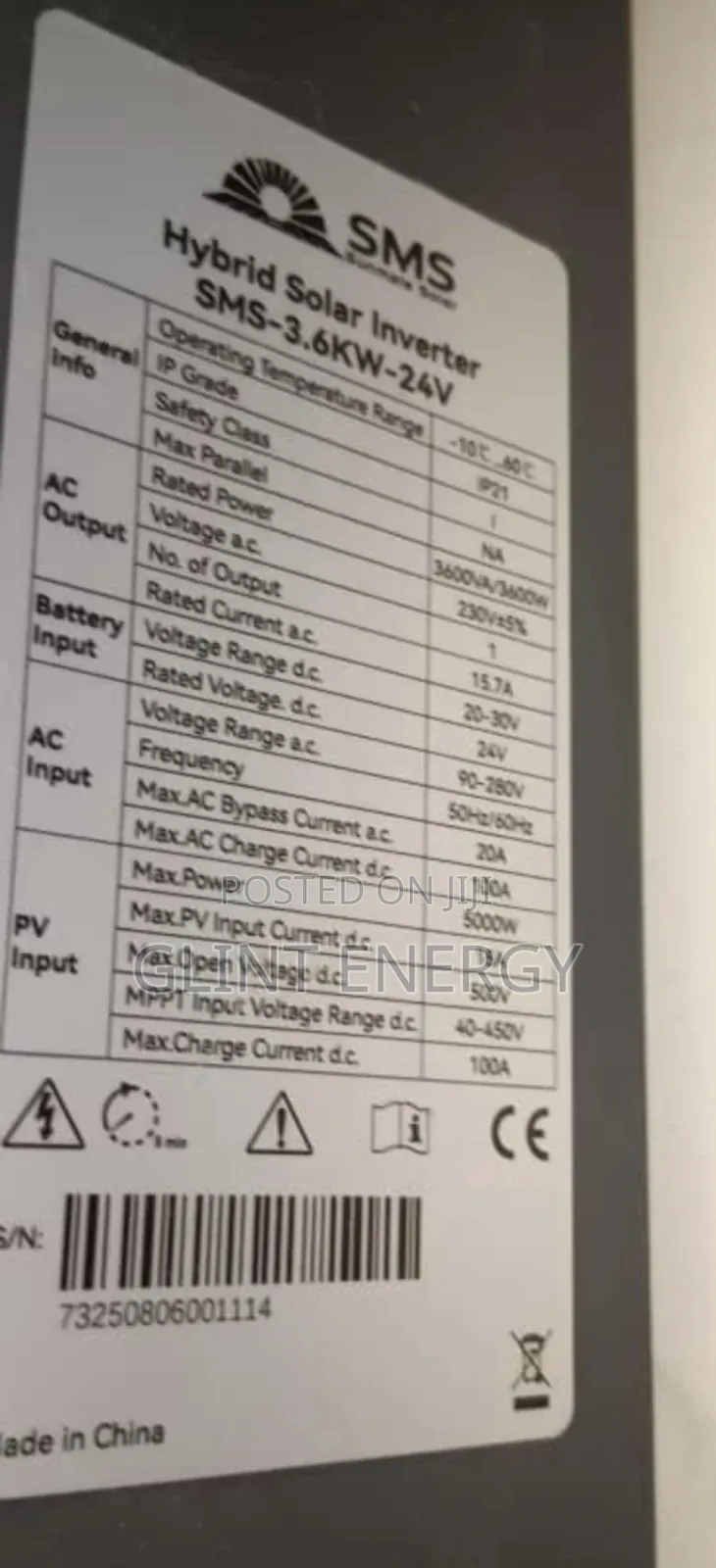 3.6kva 24v SMS Hybrid Inverter