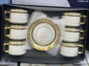 12pcs White and Gold Tea Cup and Saucer