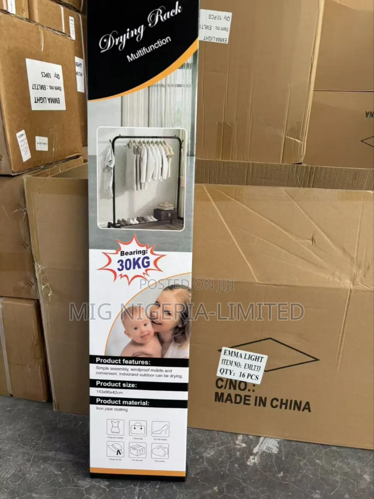 Single Pole Cloth and Bag Hanger 30kg
