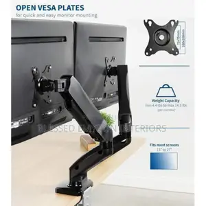 Vivo Dual Arm Monitor Desk Mount Tilt, Swivel, Pneumatic Stand
