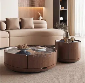 Modern Wooden Center Table With Marble Top