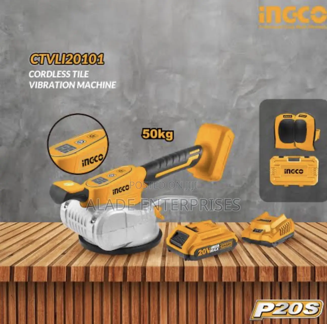 Ingco 20v Lithium-ion Cordless Tile Vibration Machine