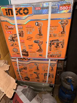 Ingco 5-piece Cordless Industrial Kit 20v With 2 Pieces 4.0ah Battery