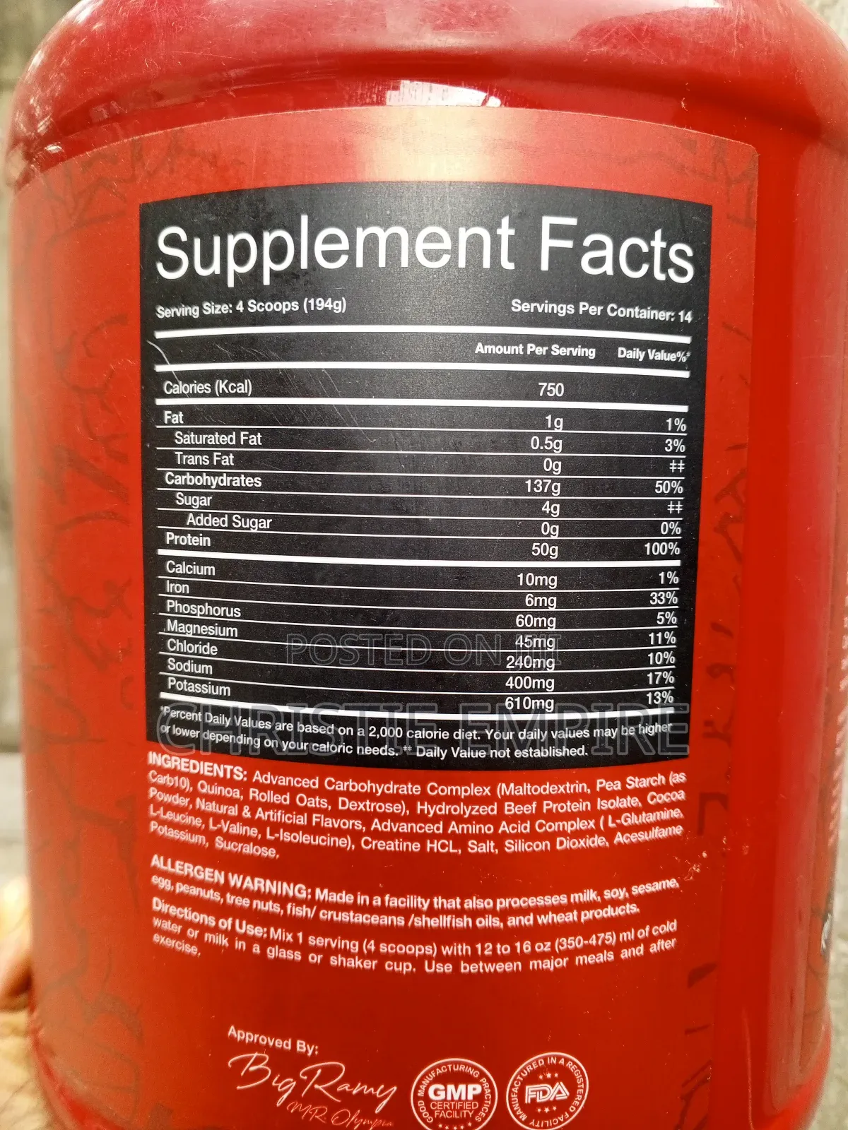 Big Ramy Labs Beef Mass 6lbs