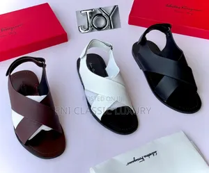 Best Quality Luxury Men's Leather Sandals Ferragamo Well Banded