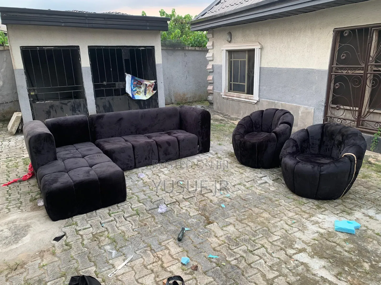 Black L Shape and One Single Chair
