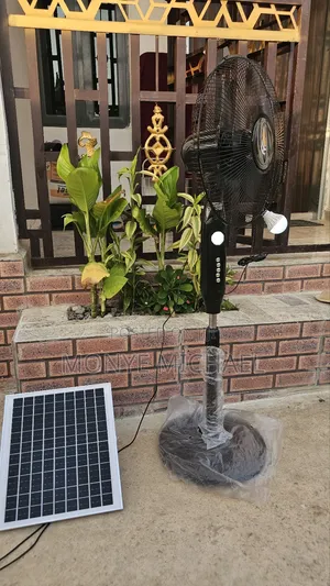 16" Solar Fan With Solar Panel,Adapter, Lithium Powered Battery,
