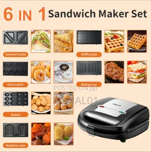 Sokany 6-in-1 Waffle Maker, Grill, Toaster, Sandwich Maker