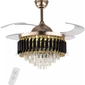 Modern Crystal Chandelier With Fan and Remote Control