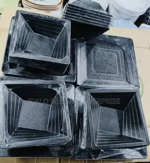 Black Square Unbreakable Plates - 12pcs