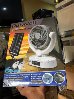 7inches Duravolt Rechargeable Fan With Solar Panel and Bulb