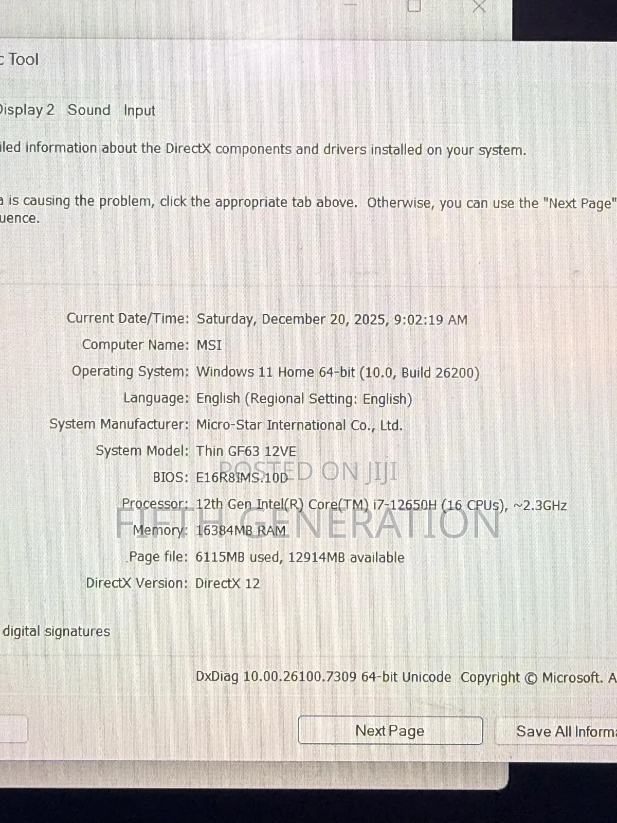 Laptop MSI GF63 16GB Intel Core i7 SSD 512GB