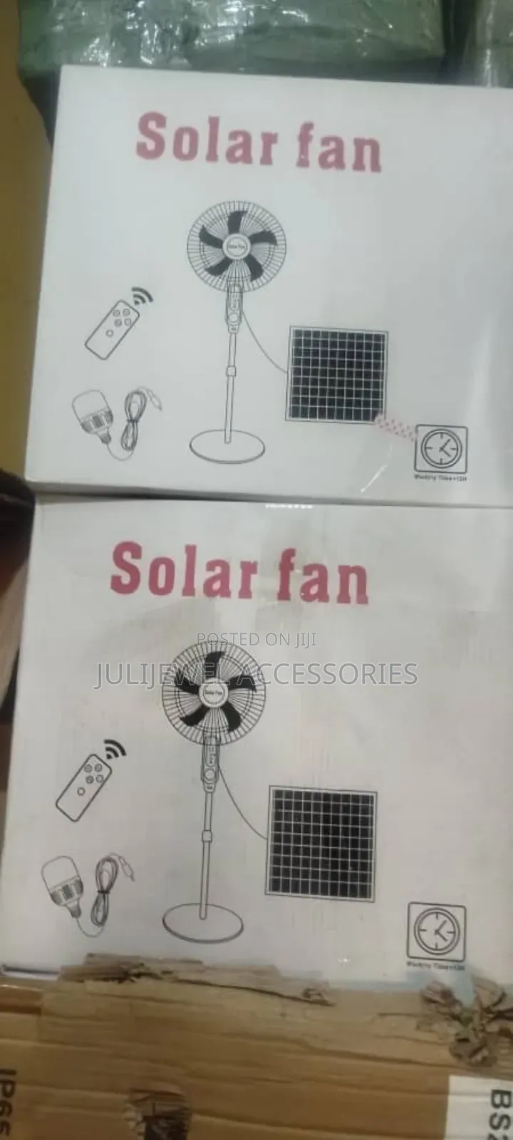 Solar Rechargeable Fan With Panel and Bulb With Remote Control