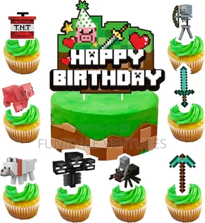 49pcs Pixel Video Gaming Cake and Cupcake Toppers