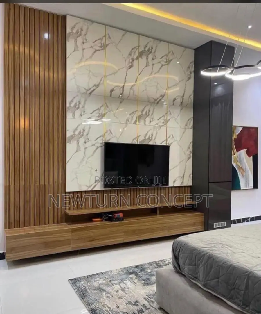 High Gloss Tv Console With Side Shelf