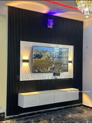 Fitted Panels Tv Console With Hanging Shelves