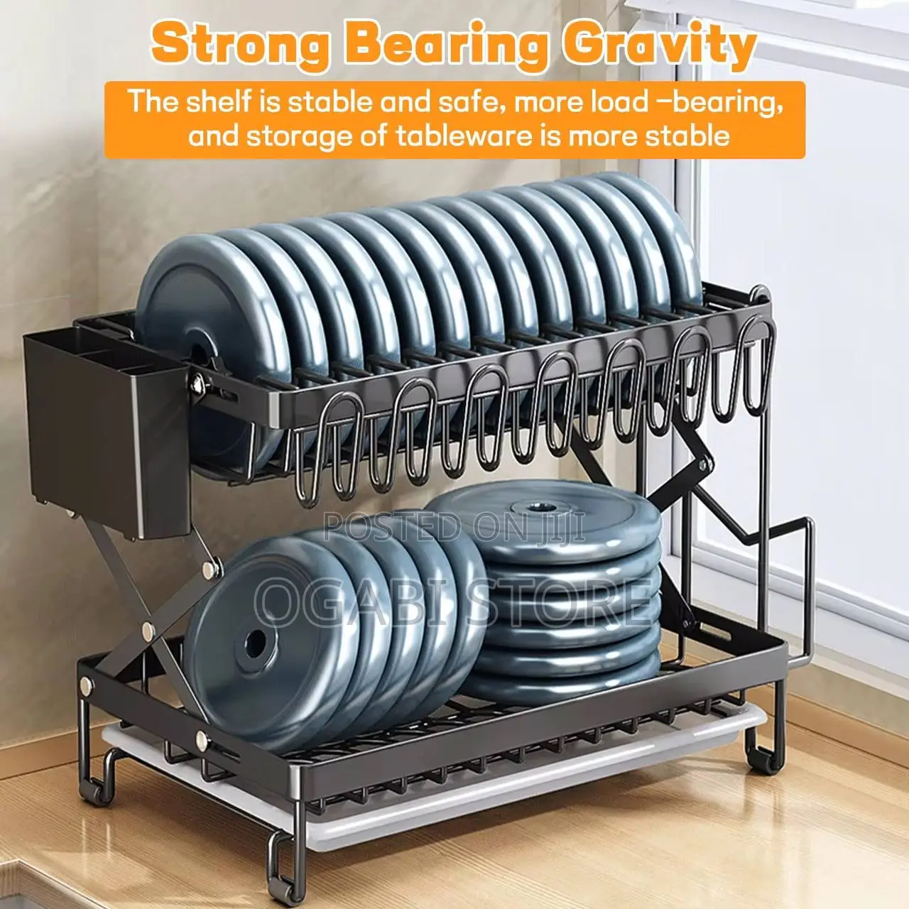 2-Tier Foldable Dish Drying Rack
