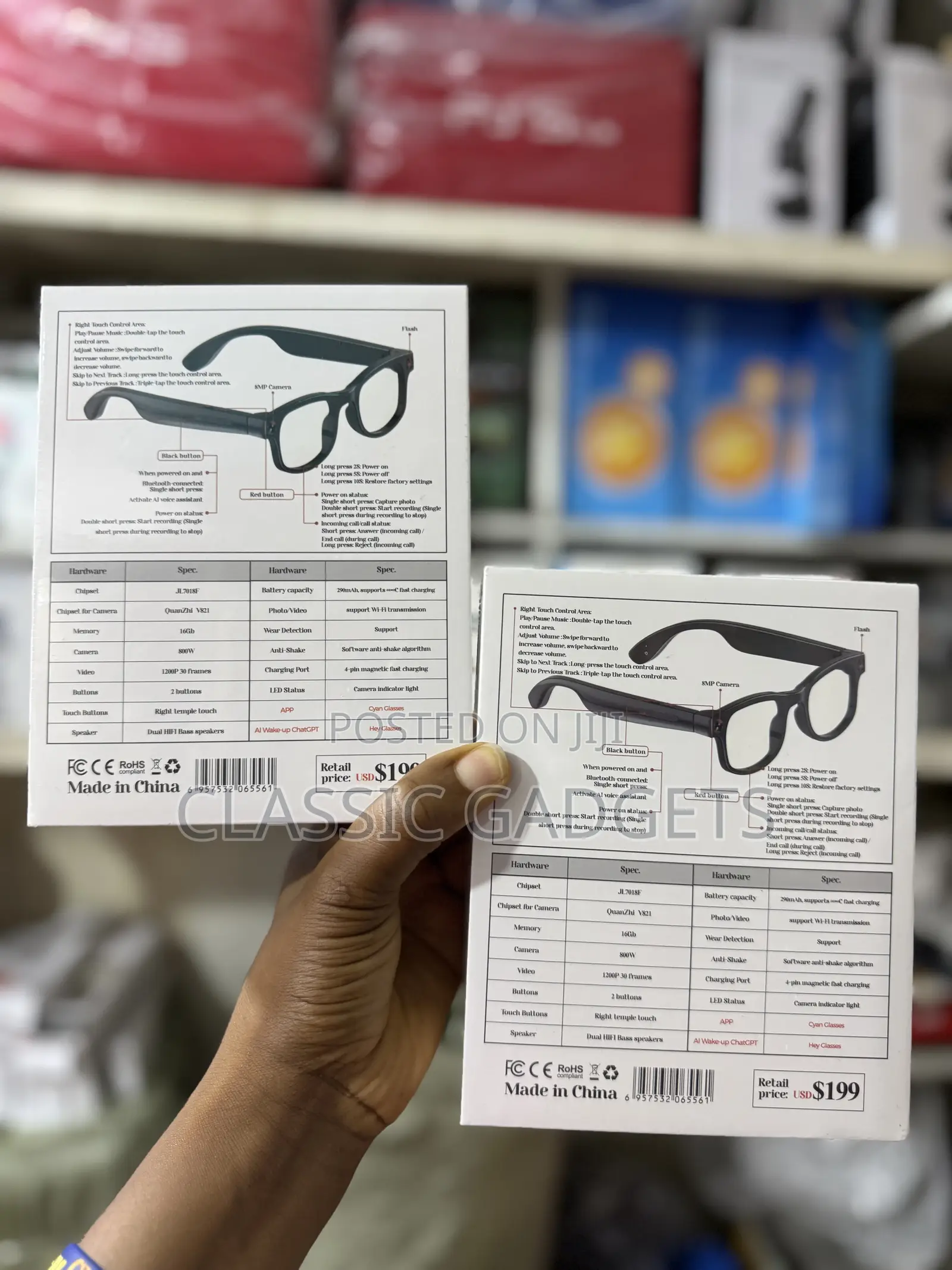 Aimb-G1 Smart Glasses With 8mp Camera With 1080p Video Recording