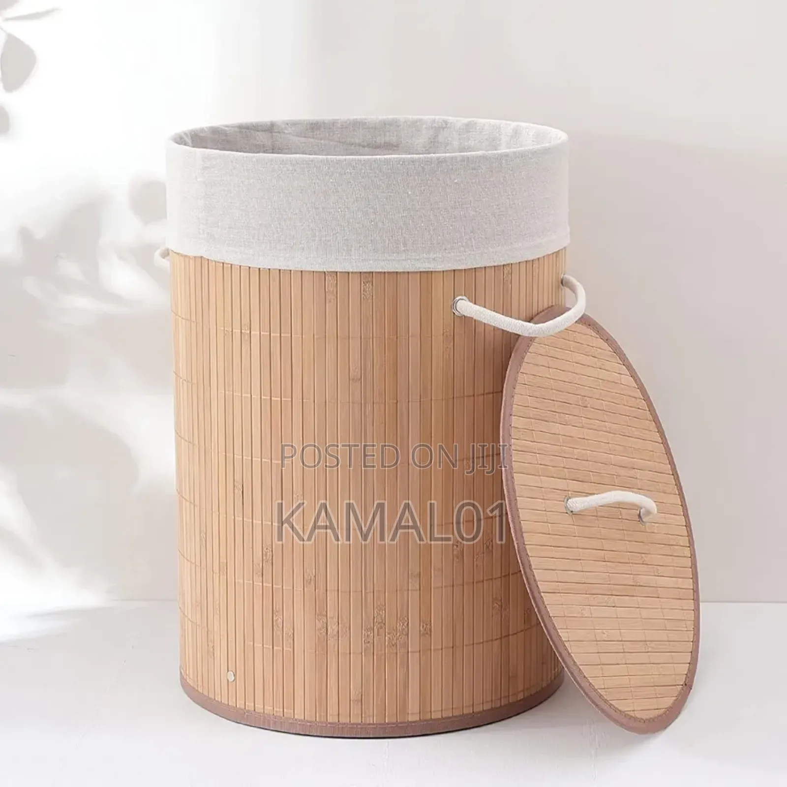 Round Bamboo Laundry Hamper/Basket