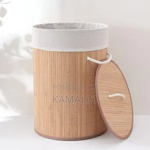 Round Bamboo Laundry Hamper/Basket