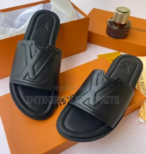 Black Leather Slippers