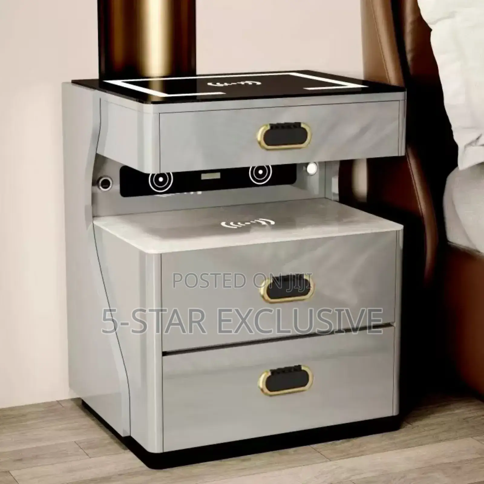 Nightstand Bedside Safe (Dual Wireless Charging).