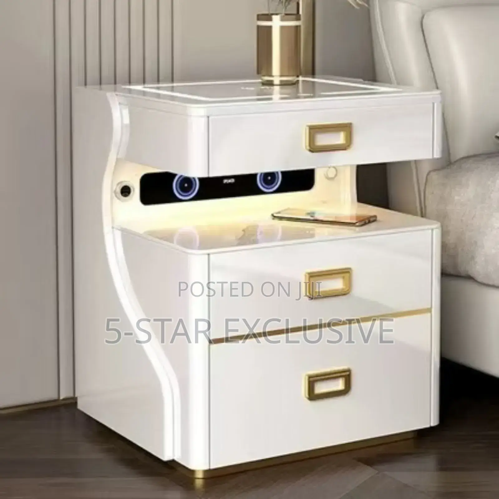 Nightstand Bedside Safe (Dual Wireless Charging).
