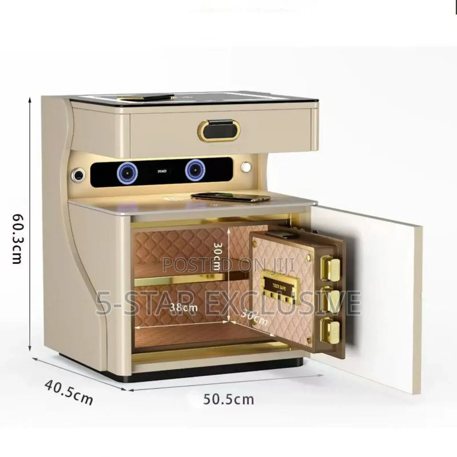 Nightstand Bedside Safe (Dual Wireless Charging).