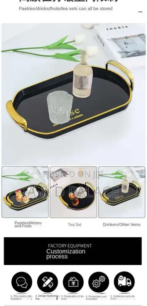 3in1 Elegant Set Serving Tray With Golden Handles
