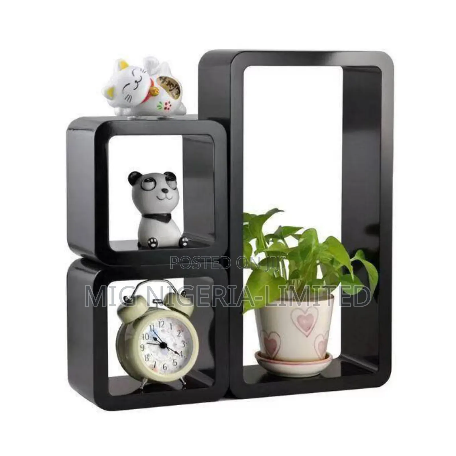 Wall Mount Wooden Shelves Hexagon 3pc