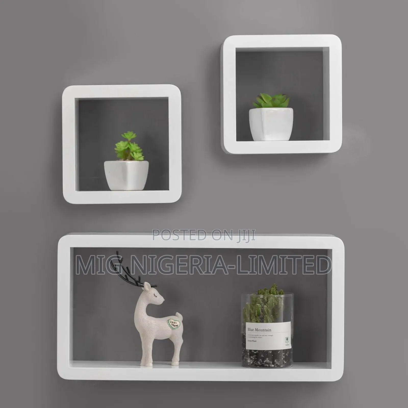 Wall Mount Wooden Shelves Hexagon 3pc