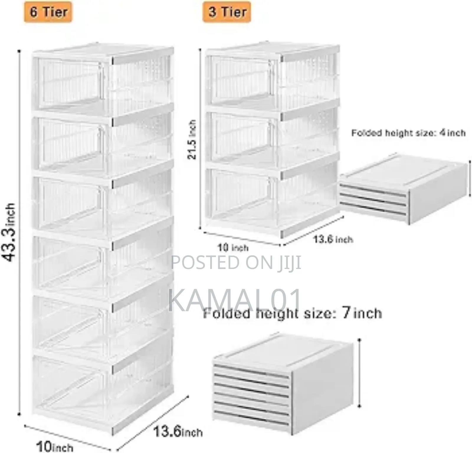 6 Layers Foldable Shoes Box Transparent Thickened Plastic