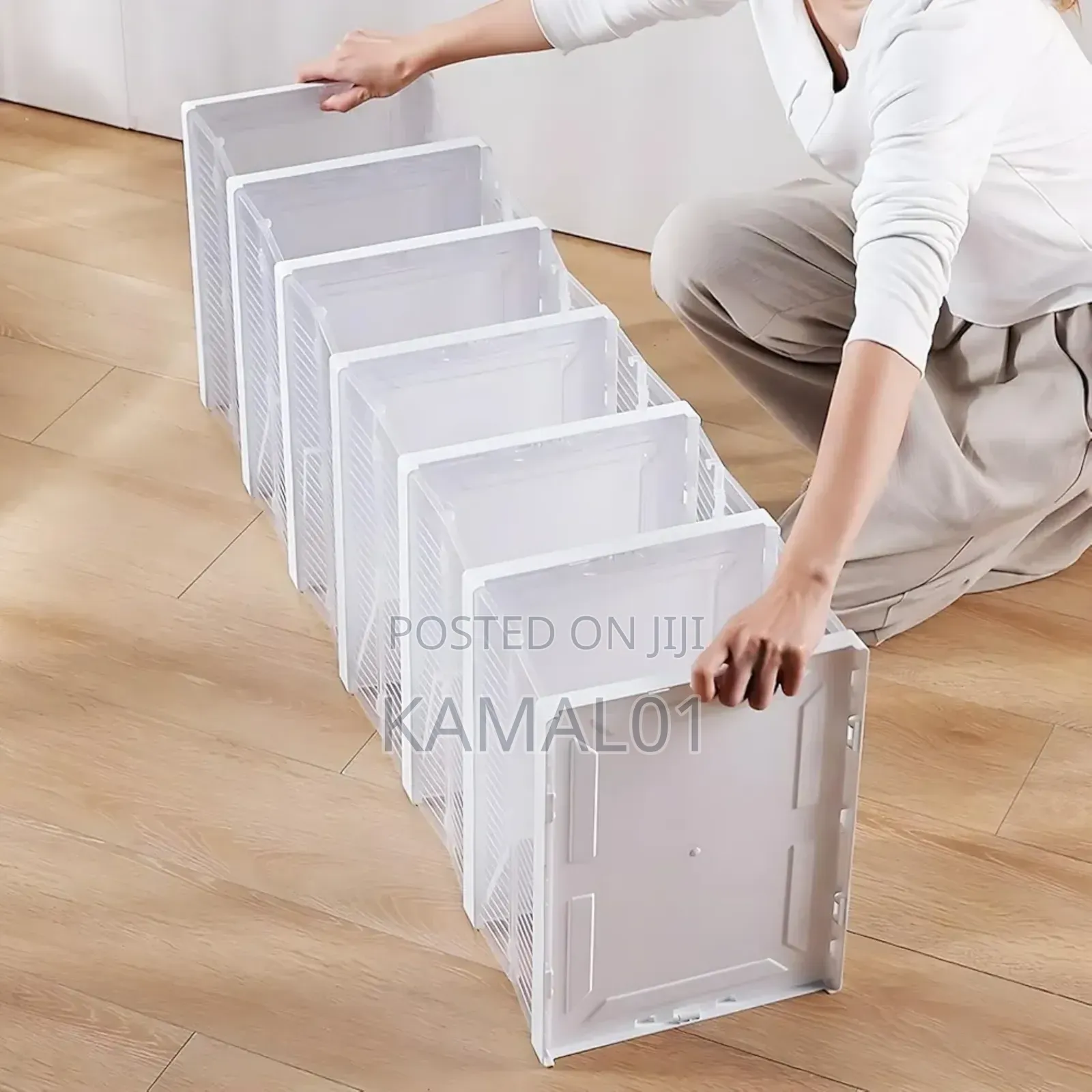 6 Layers Foldable Shoes Box Transparent Thickened Plastic