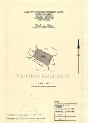 6,324.64 Square Meters C of O Katampe Main Land for Sale