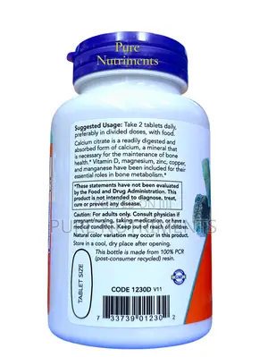 Now Calcium Citrate Bone Health Support With Vitamin D-2 – 100 Tablets