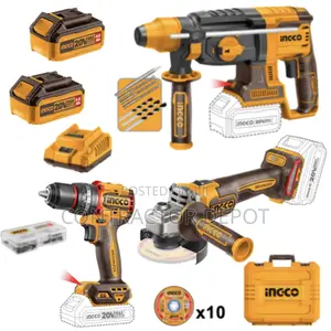 Ingco Lithium-Ion 3 Pieces Cordless Combo Kit Rotary Hammer