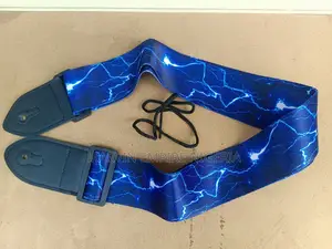 2 Blue Lightning Pattern Adjustable Guitar Strap for Electric Acoustic