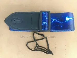 2 Blue Lightning Pattern Adjustable Guitar Strap for Electric Acoustic