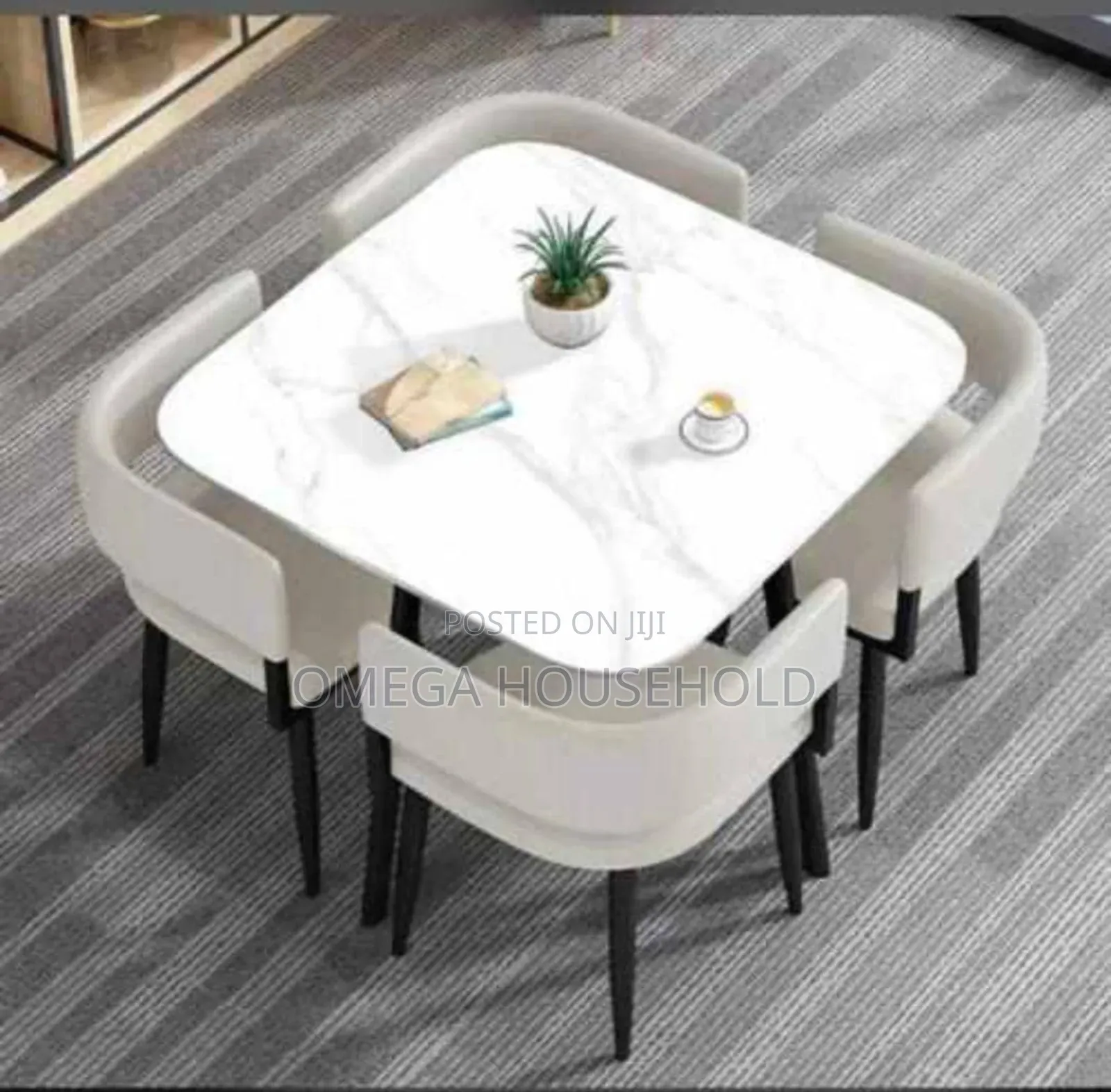 4 Seater Marble Dining Table Set