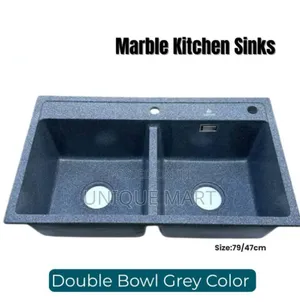 79cm Grey Color Marble Sink With Double Bowl