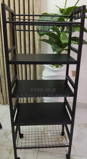 Moveable 5 Layers Kitchen Trolley/Microwave Rack