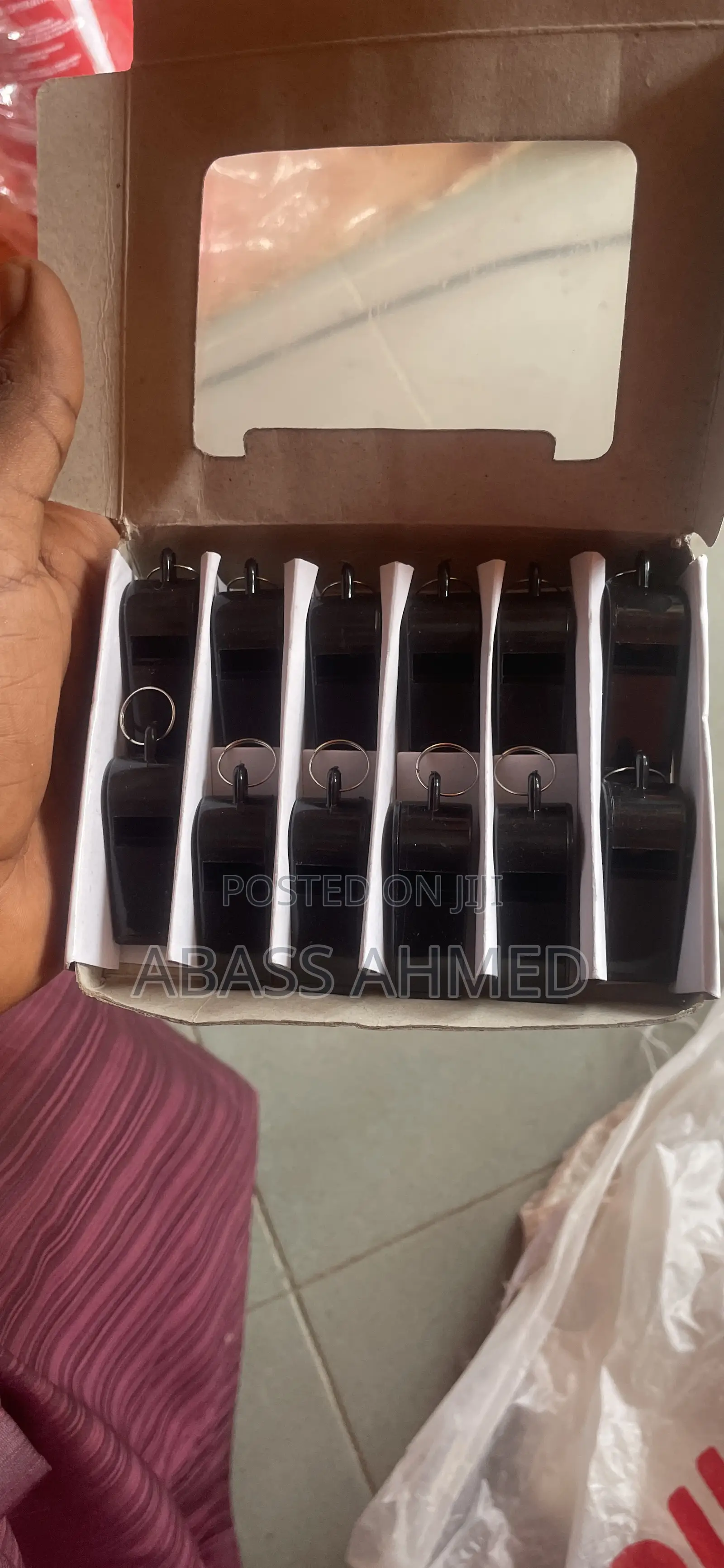 Black Security Whistle Plastic 12 Pcs