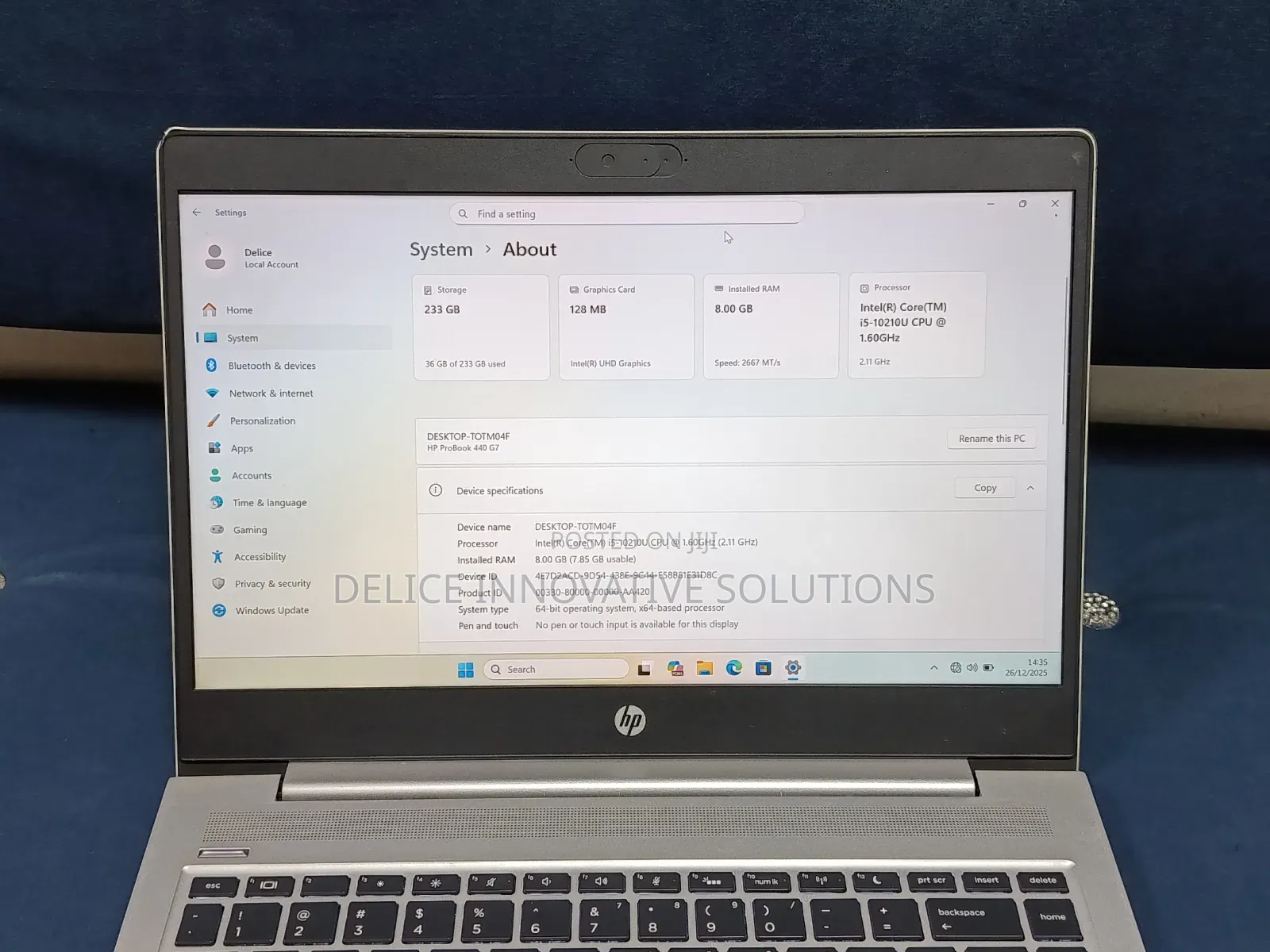 Laptop HP ProBook 440 G7 8GB Intel Core i5 SSD 256GB