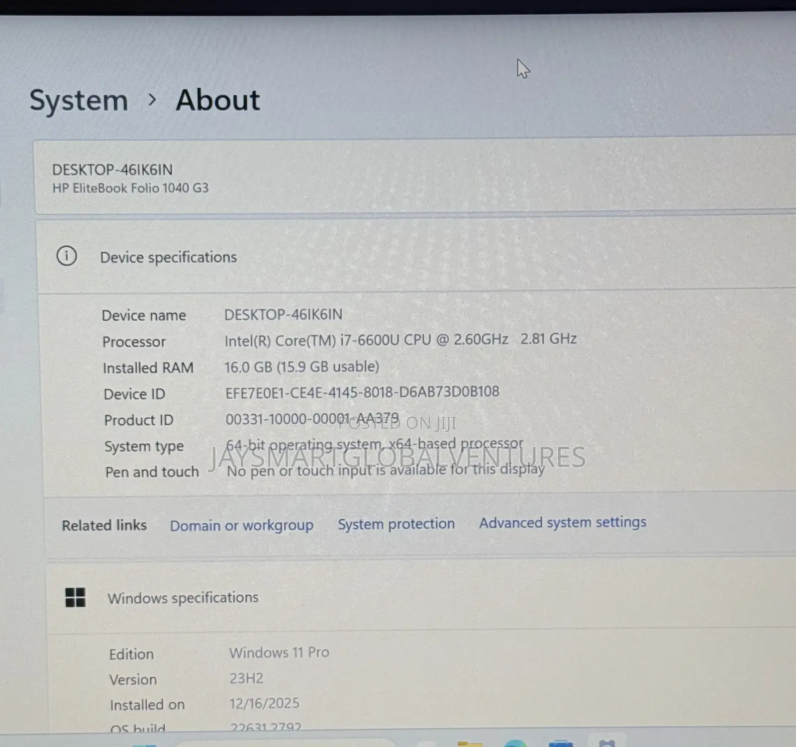 Laptop HP EliteBook Folio 1040 G3 16GB Intel Core i7 SSD 256GB