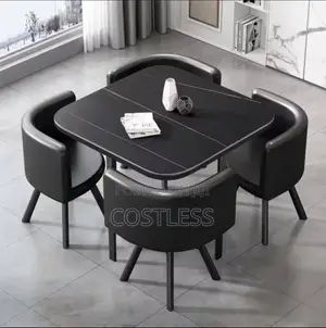 4 Chairs 1 Square Marble Dining Set