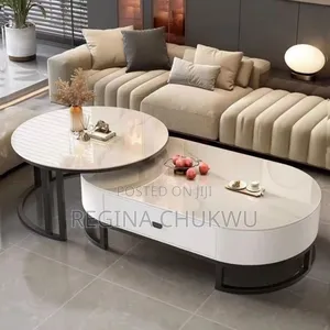 Real Mable Oval and Round Center Table With Drawer