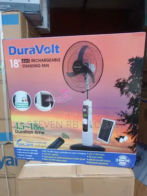 Duravolt 18′′ Rechargeable Solar Standing Fan | DRF-3918hr