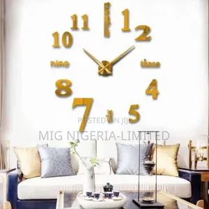 3d Diy Large Designer Wall Stickers Clock Black Silver Gold