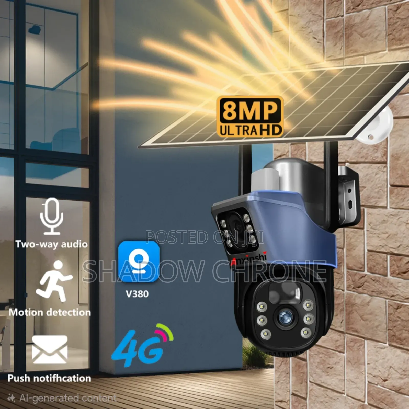Solar Smart Security Camera With Two Lenses