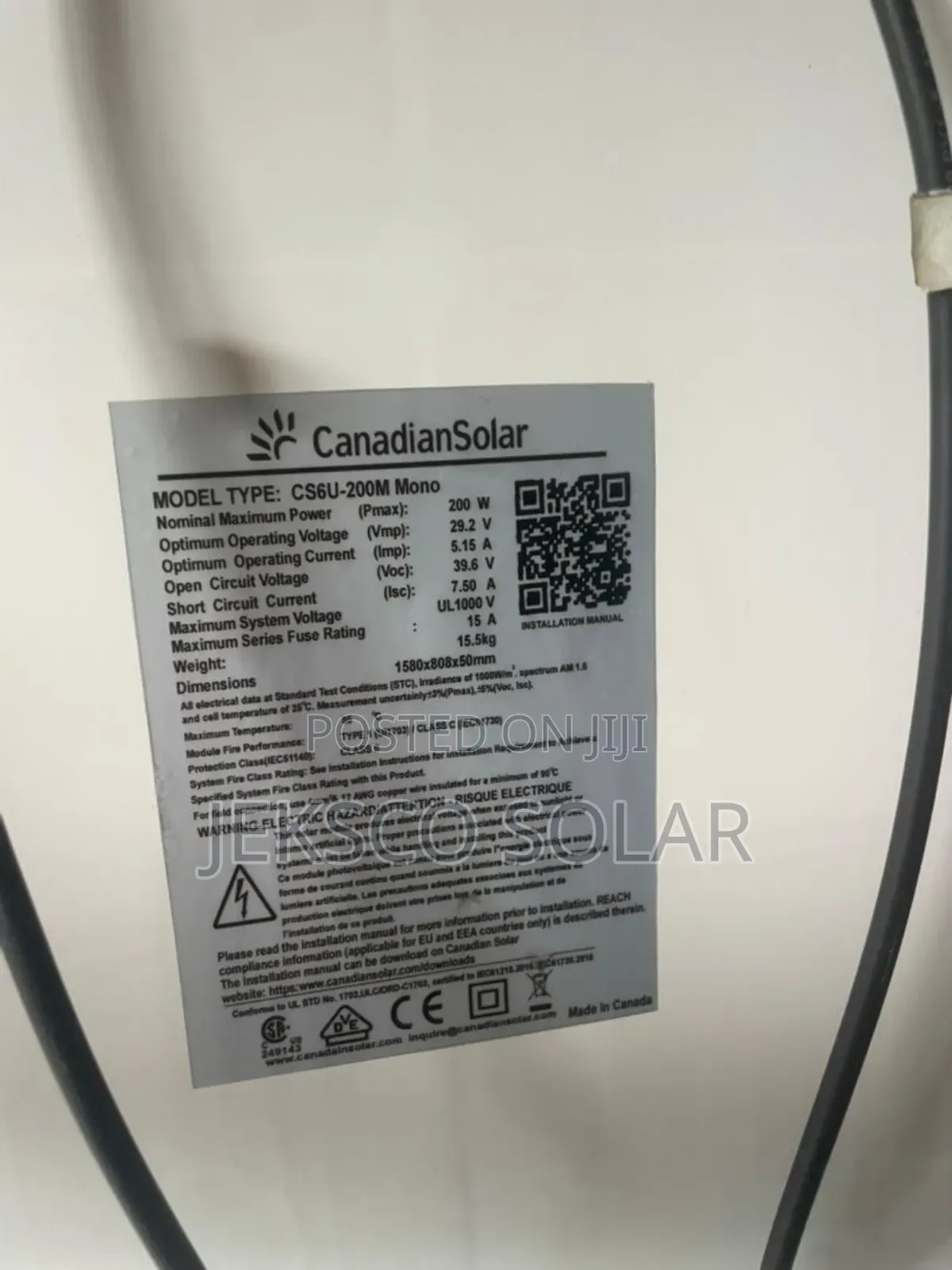 200w Solar Panel, Canadian Solar.